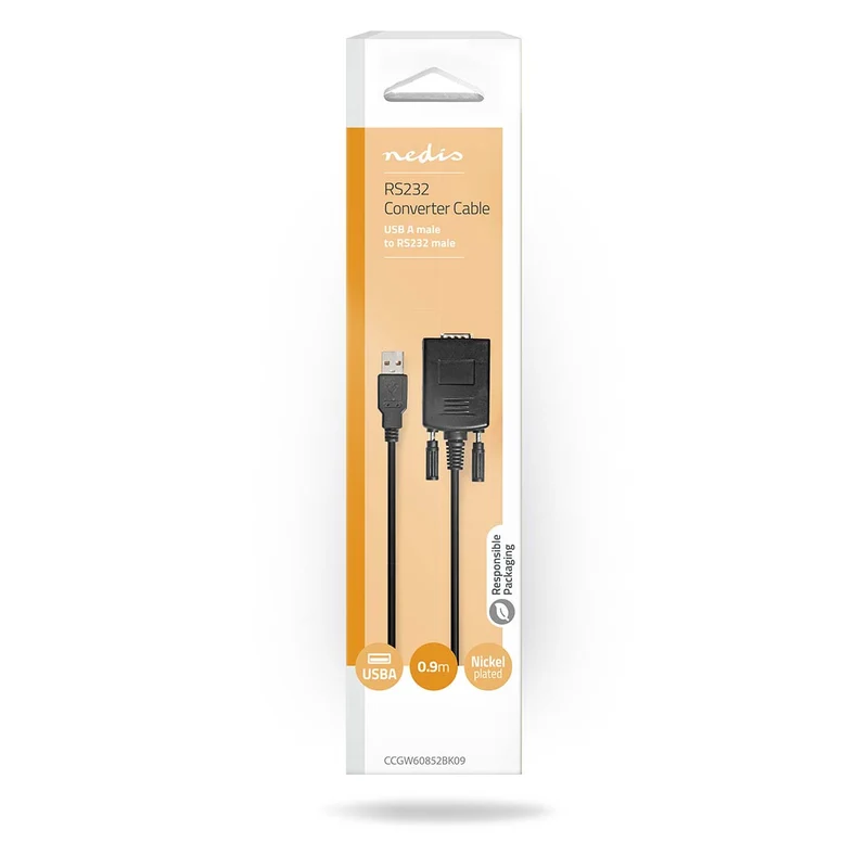 RS232-Converter USB-A Male - D-SUB 9-Pins Male - Vernikkeld