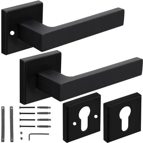 Ruhhy Zwarte Matte Deurklink voor Binnendeuren – Modern Design – Inclusief Rozet – Stil & Duurzaam – Universeel Links en Rechts Monteerbaar
