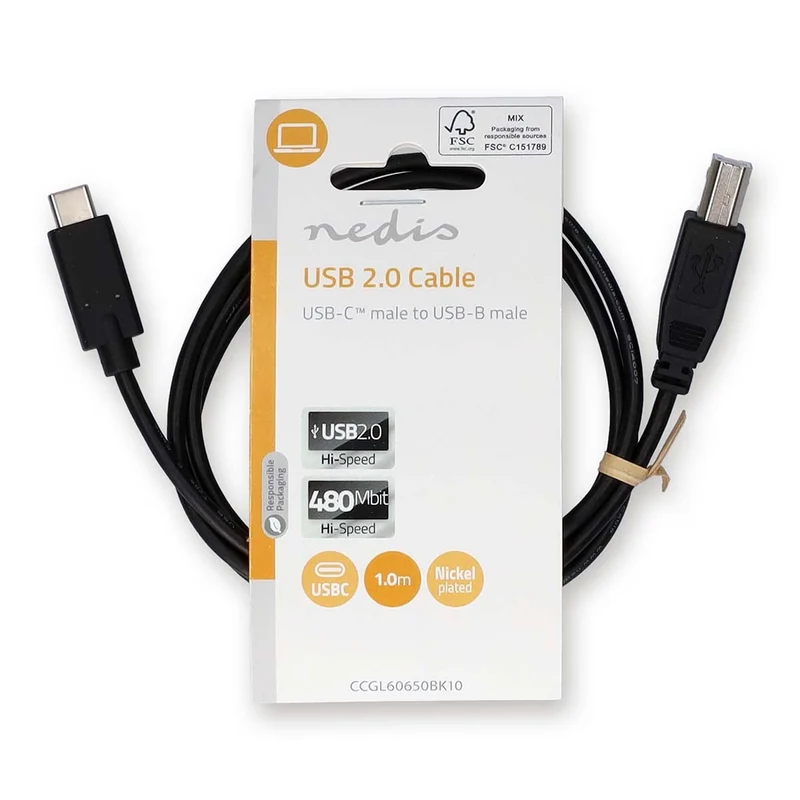 USB-Kabel USB 2.0 - USB-C™ Male - USB-B Male