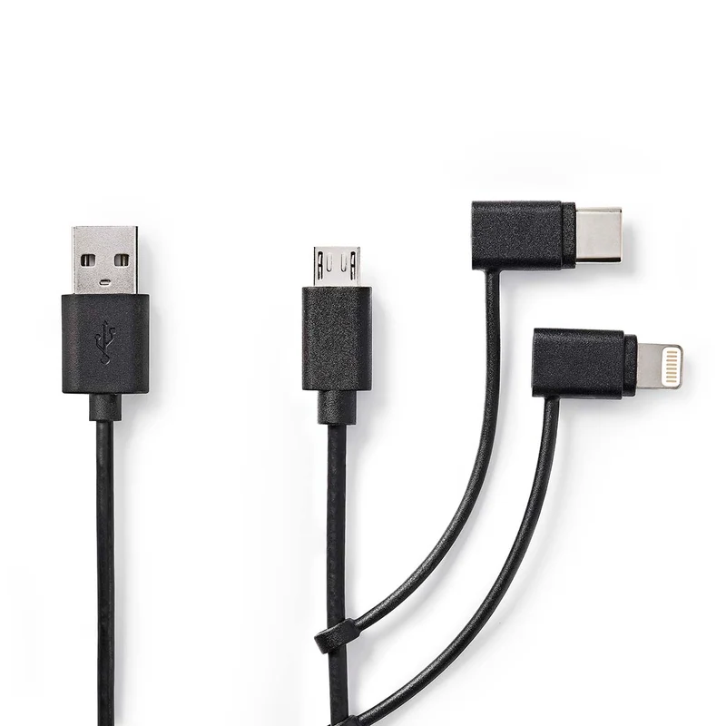 3-in-1-Kabel USB 2.0 - USB-A Male - Apple Lightning 8-Pins / USB Micro-B Male / USB-C™ Male