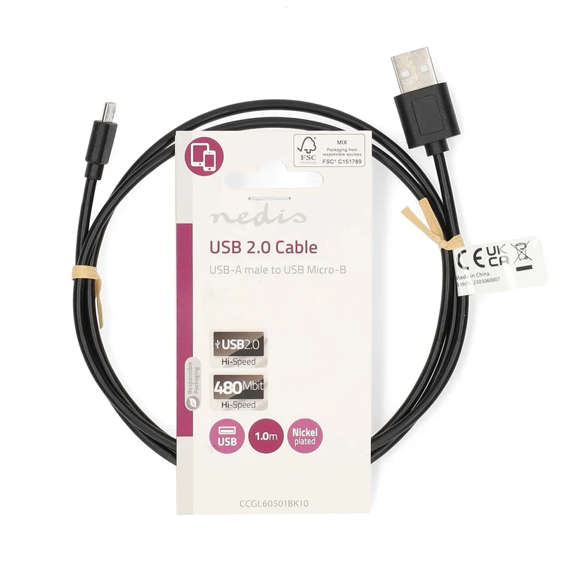 USB-Kabel USB 2.0 - USB-A Male - USB Micro-B Male