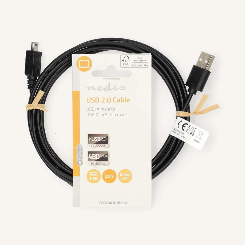 USB-Kabel USB 2.0 - USB-A Male - Mini 5-Pin Male