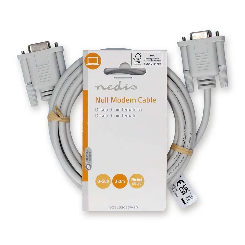 Nullmodemkabel D-SUB 9-Pins Female - D-SUB 9-Pins Female - Vernikkeld