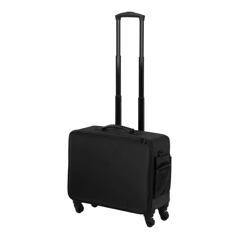 Zwarte Kapperskoffer op Wielen – Professionele Beauty & Make-up Artist Trolley met Telescopische Handgreep en Modulaire Indeling