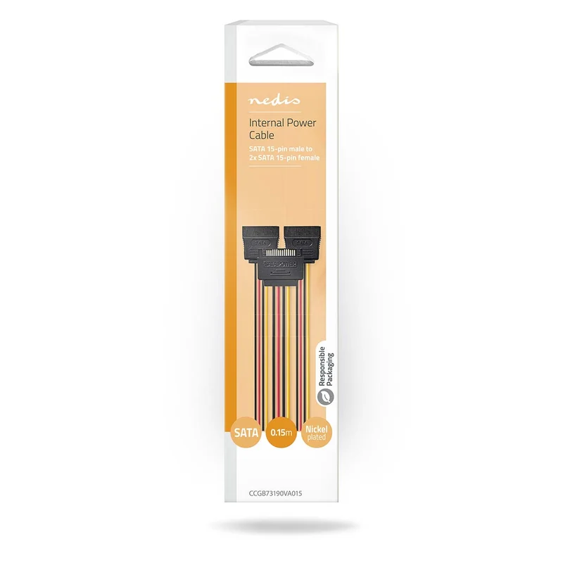Interne Voedingskabel SATA 15-Pins Male - 2x SATA 15-Pins Female - Verguld