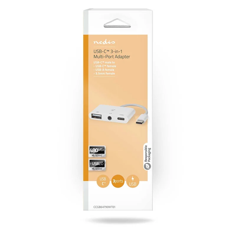 USB Multi-Port Adapter 3-in-1 - USB 2.0 - USB-C™ Male