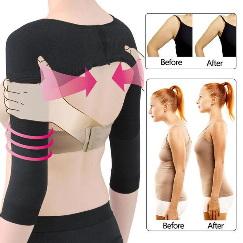 Armmouwen met Houdingscorrectie Zwart Beige Compressie Shapewear Sportondersteuning Dames Armsupport | Sansoti