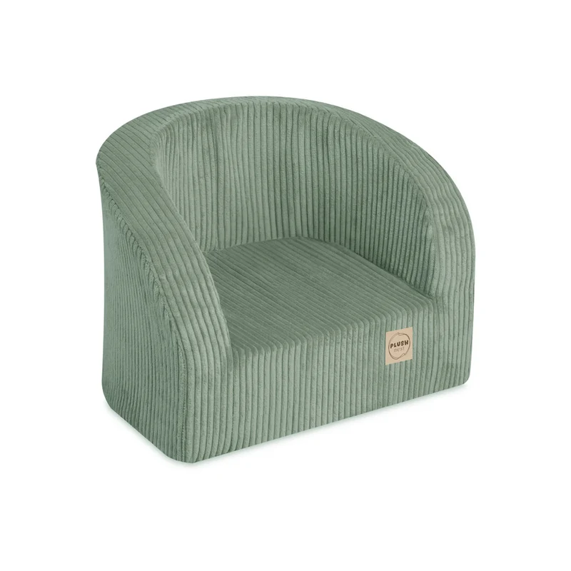 Plush Nest Kinderfauteuil Groen Corduroy – Zachte Peuterstoel – Vanaf 12 Maanden – Licht & Veilig – 40x53 cm