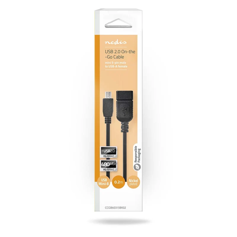 USB-Adapter USB 2.0 - Mini 5-Pin Male - USB-A Female