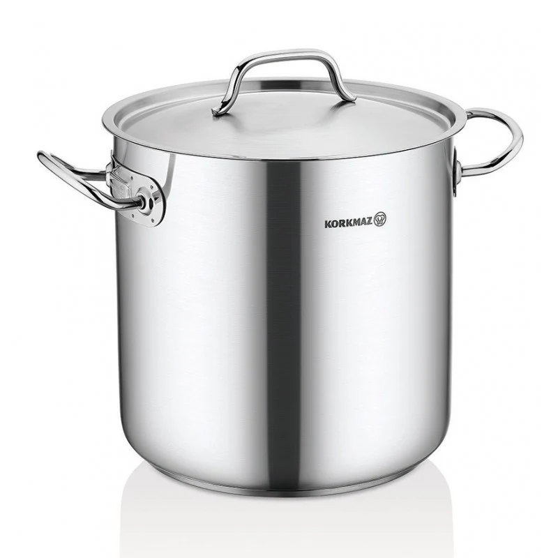 Korkmaz Gastro Proline Kookpan 3L – RVS Hoge Pan 16 cm Met Deksel en Maatverdeling – Geschikt Voor Inductie en Alle Warmtebronnen