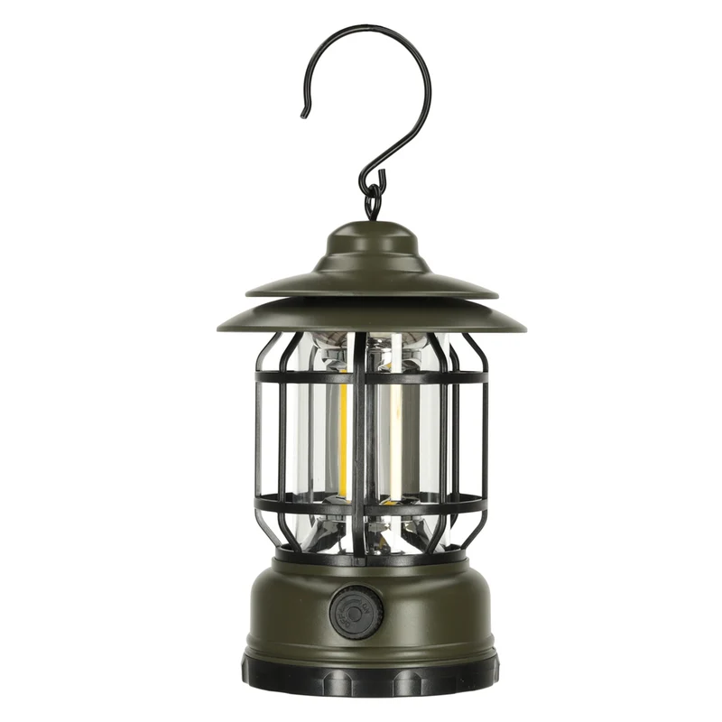 Retro Draagbare Camping Lamp - Oplaadbare Dimbare Tentlamp met Handvat - Kampeerlamp - 11 cm x 16,5 cm