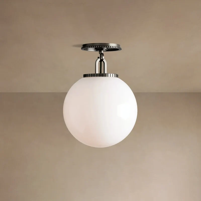 Plafondlamp Bol Glas Staal Moderne Armatuur Woonkamer Slaapkamer Eetkamer Pendel Sfeervolle Plafondverlichting | Sansoti