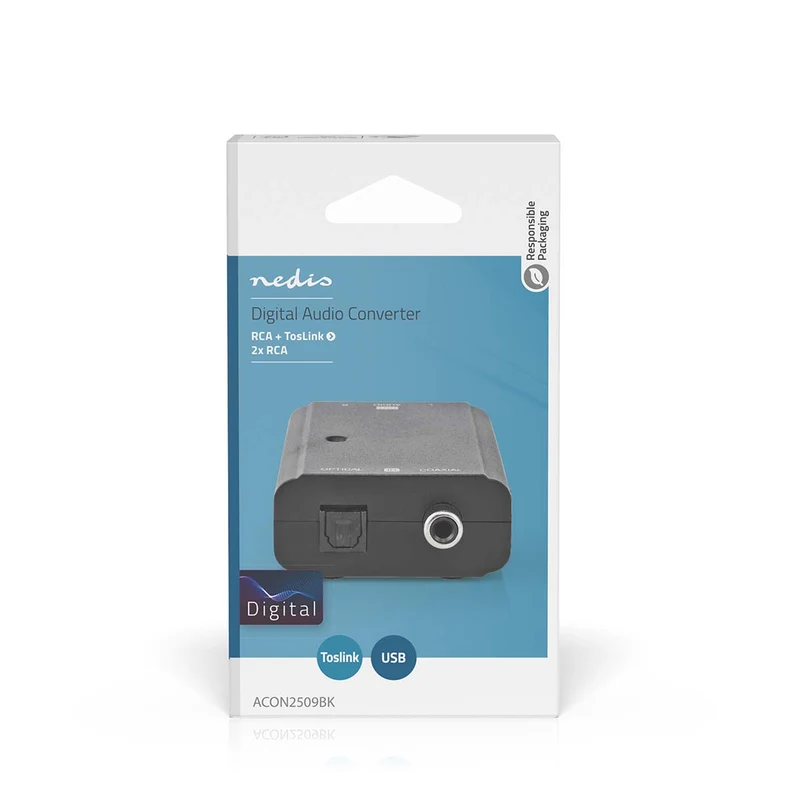 Digitale Audioconverter 2-wegs - Ingangen audio / video / data: 1x S/PDIF (RCA) Female / 1x Toslink Female - Uitgangen audio / video / data: 2x RCA Male