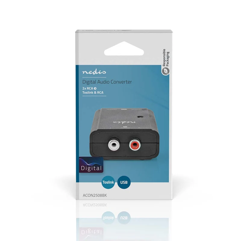 Digitale Audioconverter 1-weg - Ingangen audio / video / data: 2x RCA Male - Uitgangen audio / video / data: 1x S/PDIF (RCA) Female / 1x TosLink Female
