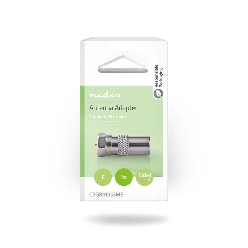 Satelliet- en Antenne-Adapter F-Male - IEC (Coax) Male - Vernikkeld