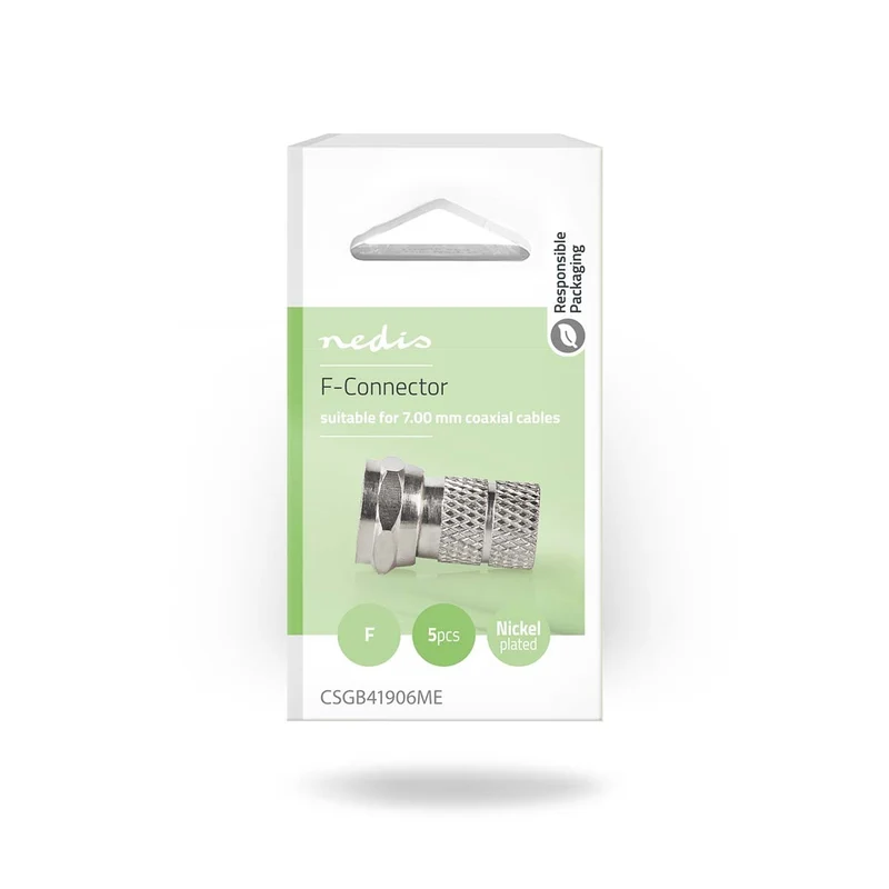 F-Connector Recht - Male - Vernikkeld