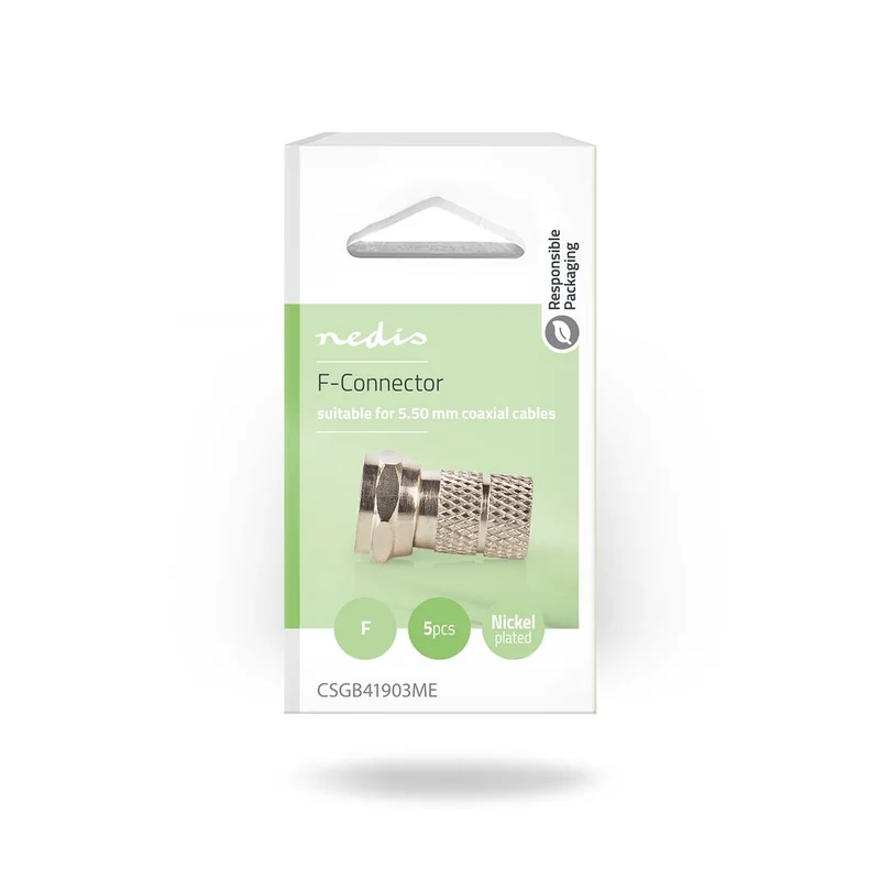 F-Connector Recht - Male - Vernikkeld