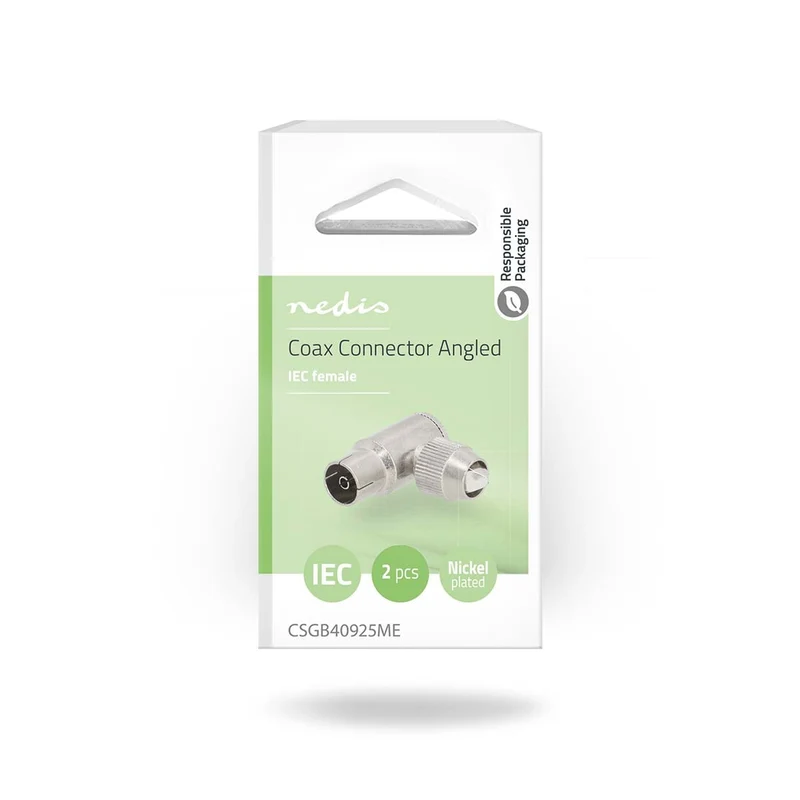 IEC (Coax) Connector 90° Gehoekt - Female - Vernikkeld