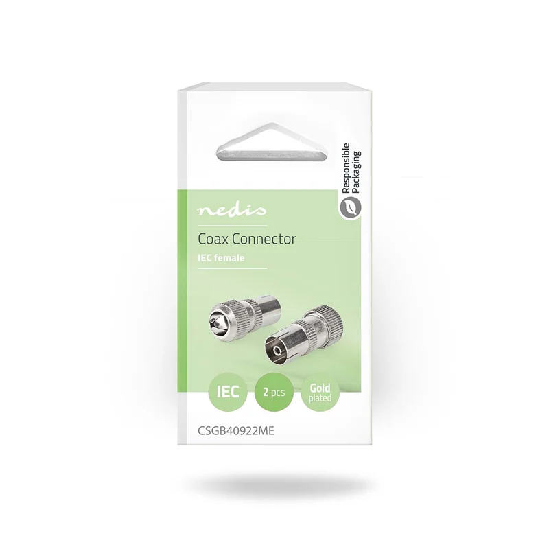 IEC (Coax) Connector Recht - Female - Vernikkeld