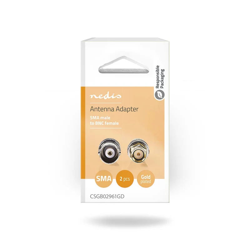 SMA-Adapter SMA Male - BNC Female - Verguld