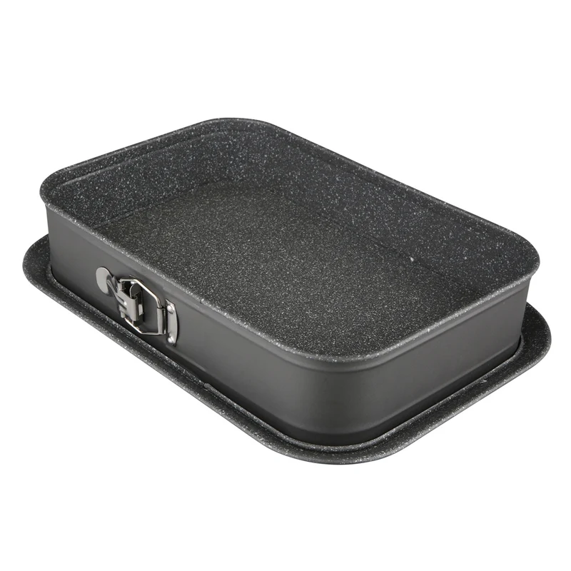 Altom Design Rechthoekige Springvorm 34 × 24 × 8 cm – Zwarte Bakvorm van Koolstofstaal – Uitneembare Bodem & Opstaande Rand