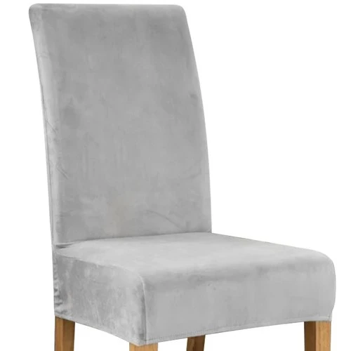Ruhhy Universele Velours Stoelhoes Grijs – Elastisch & Wasbaar – Luxe Beschermhoes voor Eetkamerstoelen – Zachte Stretch Chair Cover