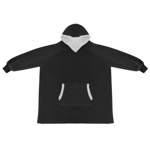 Ruhhy XXL Oversize Deken Sweatshirt – Zwart – Extra Warm, Dik, Flanel, Hoodie met Capuchon & Kangoeroezak