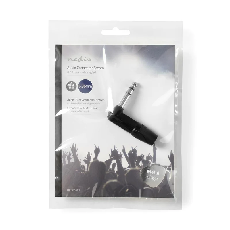 6,35 mm Audioconnector Stereo - Gehoekt - Male