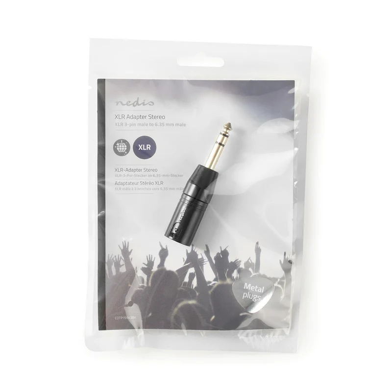 XLR-Adapter XLR 3-Pins Male - 6,35 mm Male - Vernikkeld