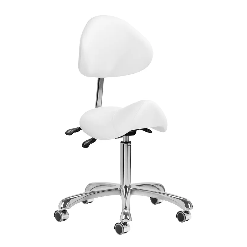 Giovanni 1004 Cosmetische Zadelkruk Wit – Ergonomisch – Met Verstelbare Rugleuning – Hydraulisch – Voor Salon en Praktijk