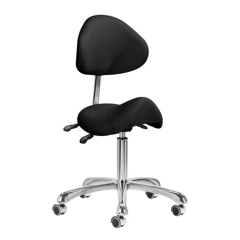 Giovanni 1004 Cosmetische Zadelkruk Zwart – Ergonomisch – Met Verstelbare Rugleuning – Hydraulisch – Voor Salon en Praktijk