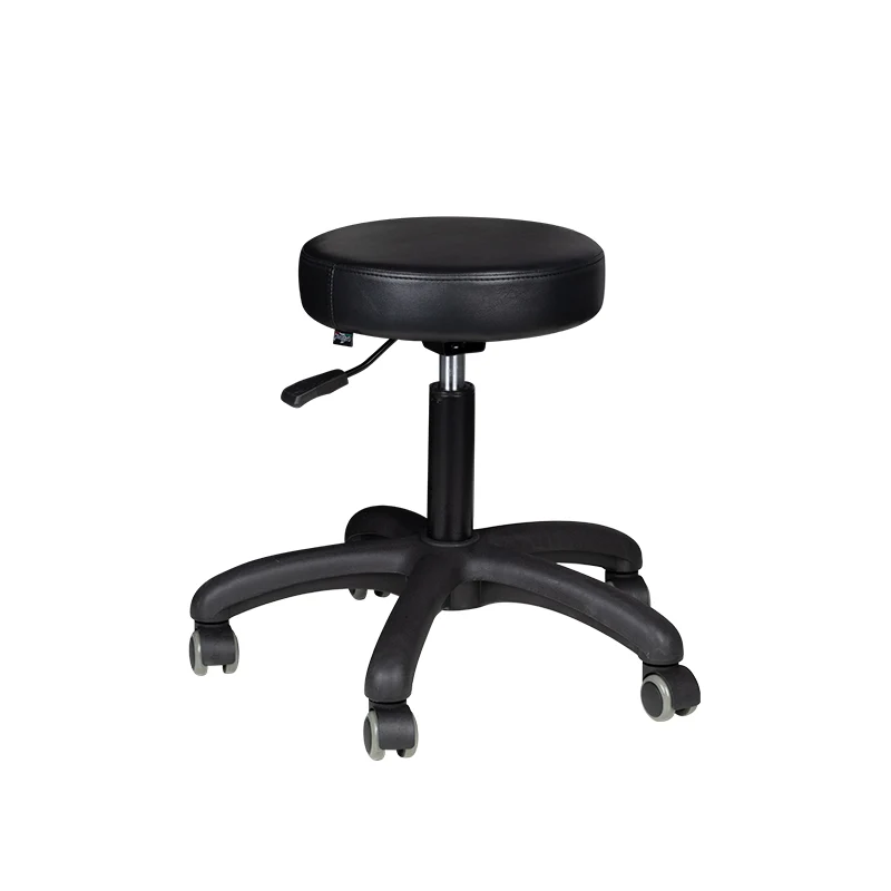 Kapperskruk Verstelbaar met Wielen Zwart – Eco Leder – Hydraulische Salonkruk voor Beauty, Kapper & Nagelstudio AM-303-2