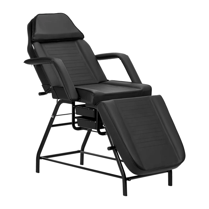 Behandelstoel 557A met Trays Zwart – Full Black Edition met Verstelbare Rugleuning & Opbergbakken