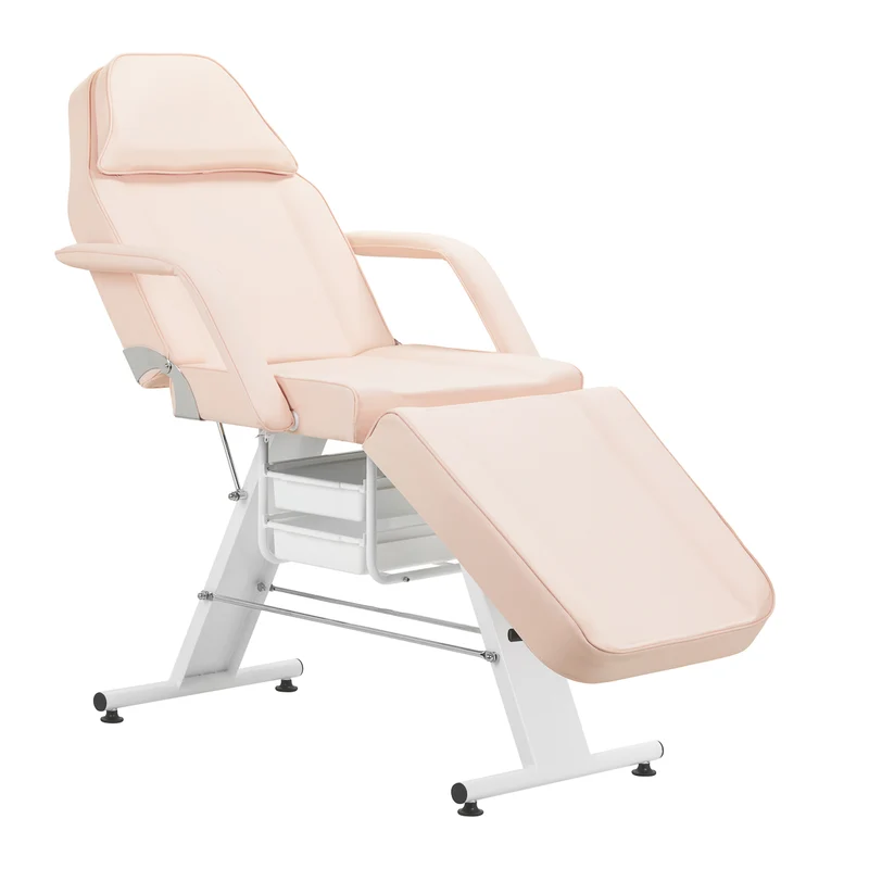 Behandelstoel Basic 202 met Trays Pastel Roze – Professionele Roze Behandelstoel met Opbergbakken & Verstelbare Rugleuning