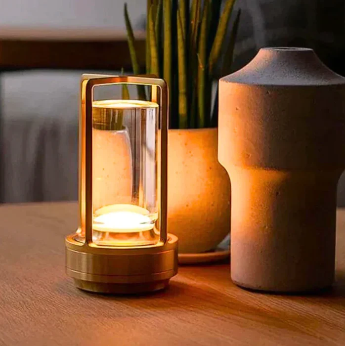 Draagbare Kristallen Tafellamp op Batterijen Dimbaar LED Goud Zilver Zwart Sfeerlamp Draadloos | Sansoti