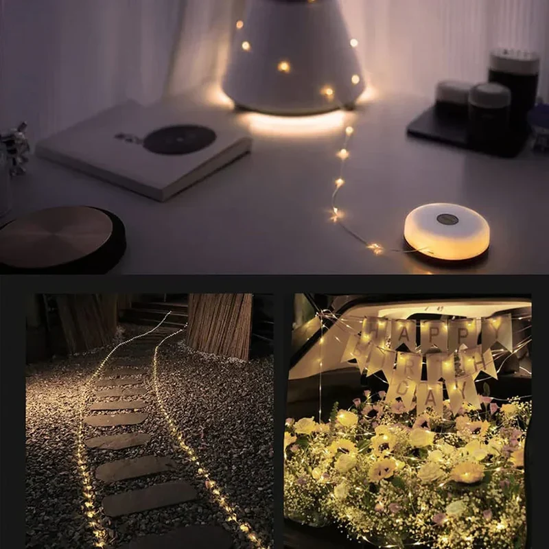 Oplaadbare LED-lichtsnoer 10 meter 100 lampjes IP65 waterdicht 8 modi USB tuin camping feestverlichting | Sansoti