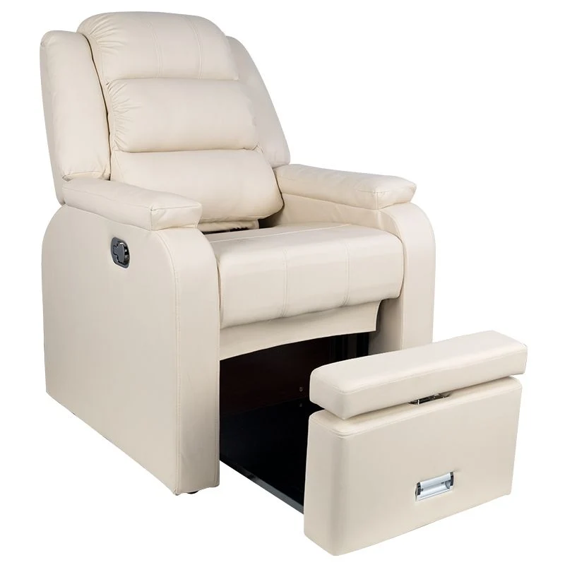 Pedicure Stoel Spa Hilton Crème – Luxe Behandelstoel met Spa-Functie – Verstelbare Rugleuning & Voetsteun – Eco-Leder