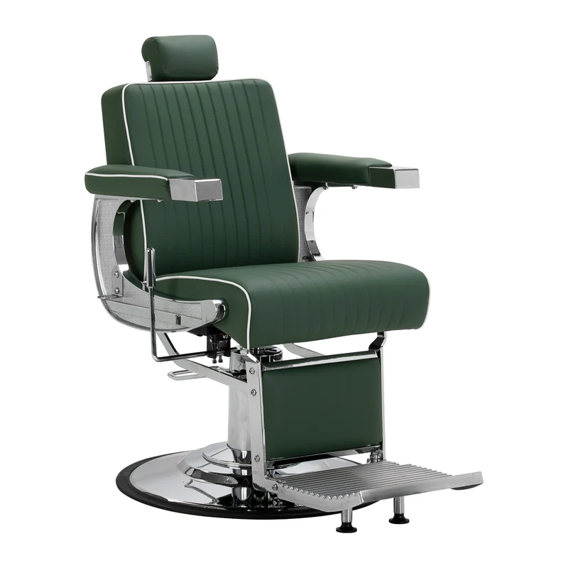 Gabbiano Visionerio Kappersstoel Groen – Professionele Barberchair met Hydraulische Verstelling – Draaibaar – Eco-Leer – Chroom Frame