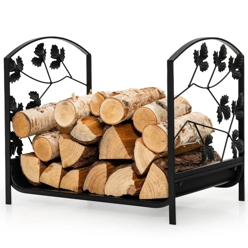 Trendmix Brandhoutrek 48 x 34 x 41 cm – Metalen Haardhout Rek Zwart