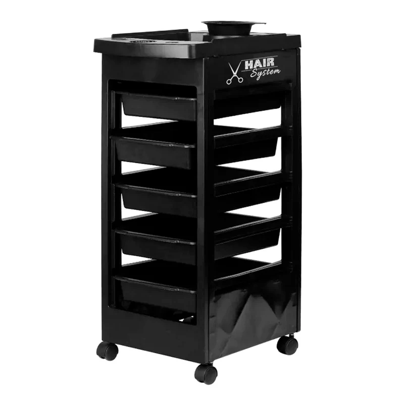 Hair System Kapperswagen 8-5 – 5 Laden – Verrijdbare Salon Trolley Op Wielen – Compact En Praktisch Voor Kapsalon – Zwart