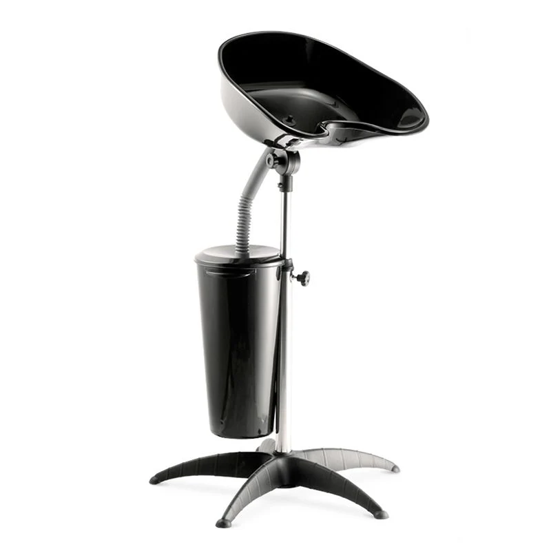 Gabbiano Draagbaar Kapperswasstation Met Tank FT35-1 – Mobiele Wasunit Op Zuil Met 10L Reservoir – Kantelbare Wasbak – Zwart