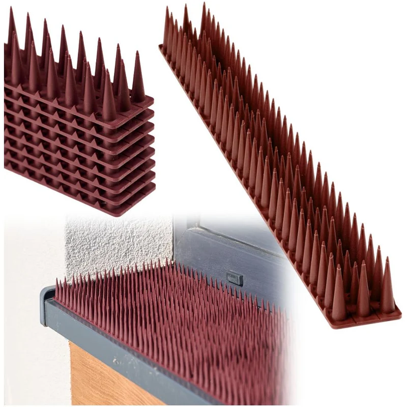 Anti-Duivenpinnen 8-delig – Kunststof Vogelwering Strips – Anti-Klim & Kattenverjager – 3,4 Meter Totale Lengte – Bruin