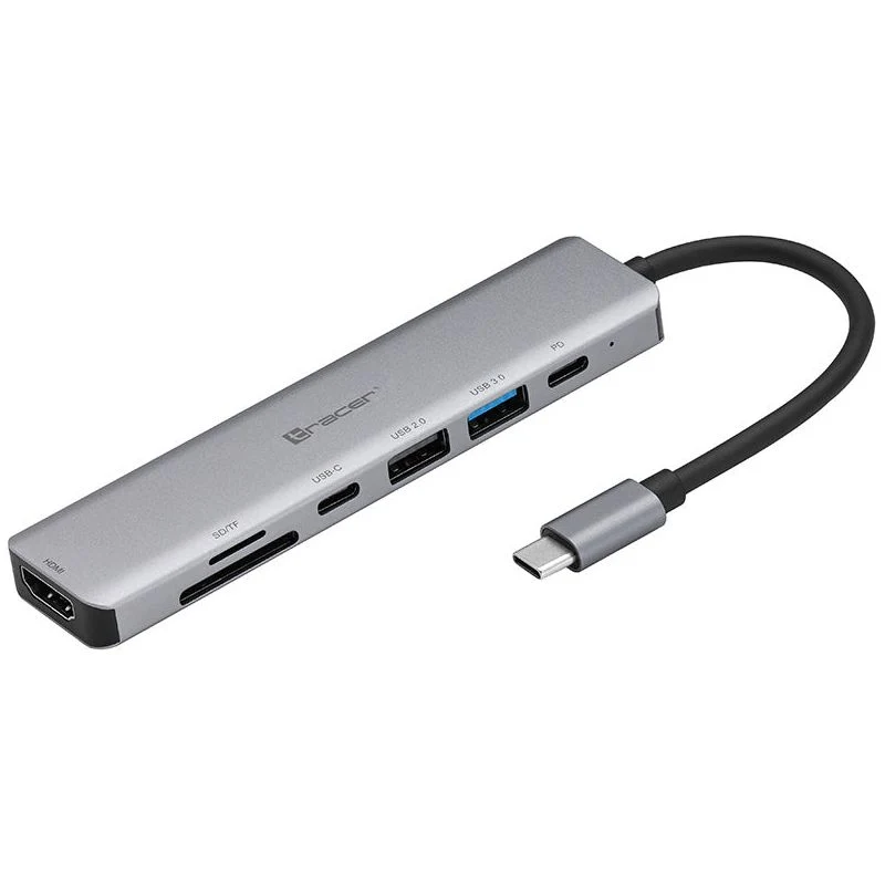 Tracer 7 in 1 Adapter USB Hub Type-C - HDMI 4K USB 3.0 PDW 60W - HDMI kaartlezer