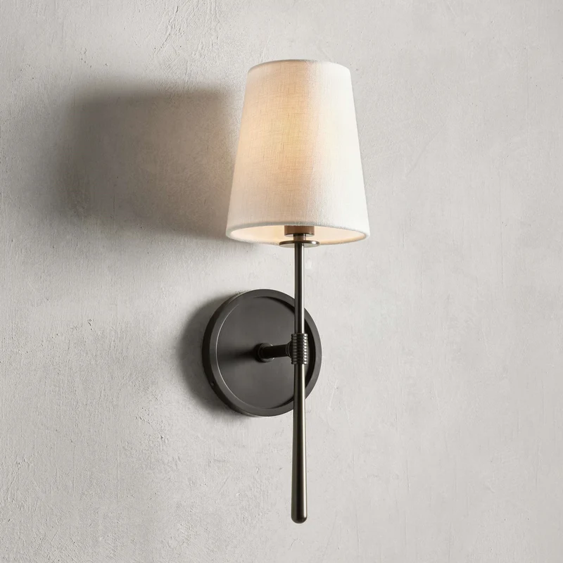 Wandlamp met Linnen Kap en Fakkelvorm voor Woonkamer Slaapkamer Badkamer Hal Modern Design Elegante Verlichting | Sansoti