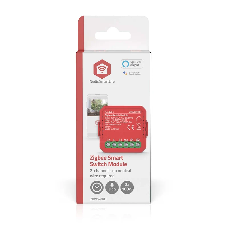 SmartLife inbouwmodule Zigbee 3.0 - Dubbele schakelaar - 2 x 100W