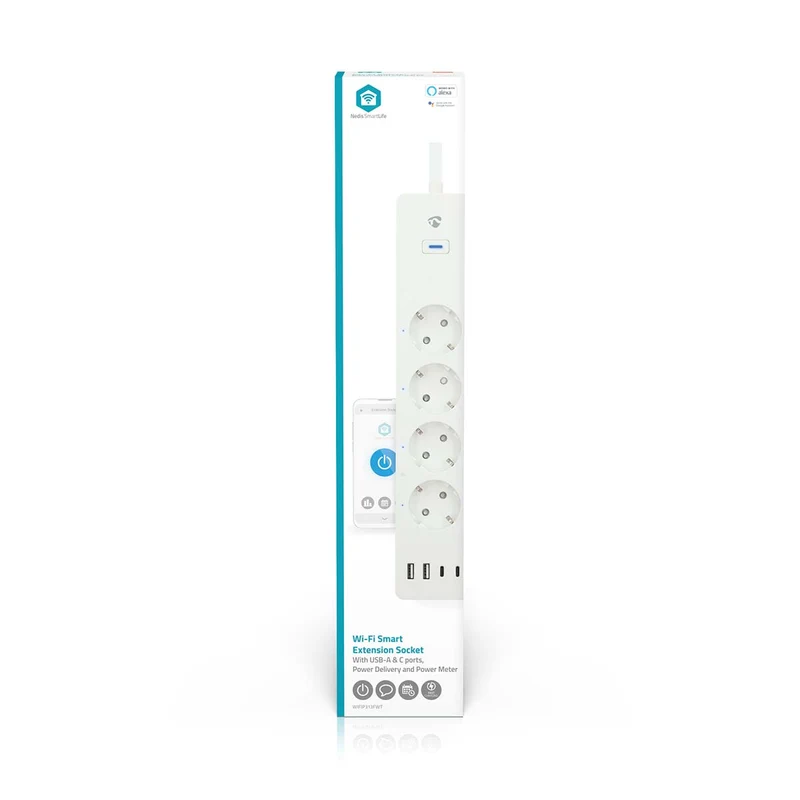 SmartLife Stekkerdoos Wi-Fi - 2x USB-A / 2x USB-C™ / 4x plug with earth contact (CEE 7/3) - 16.0A