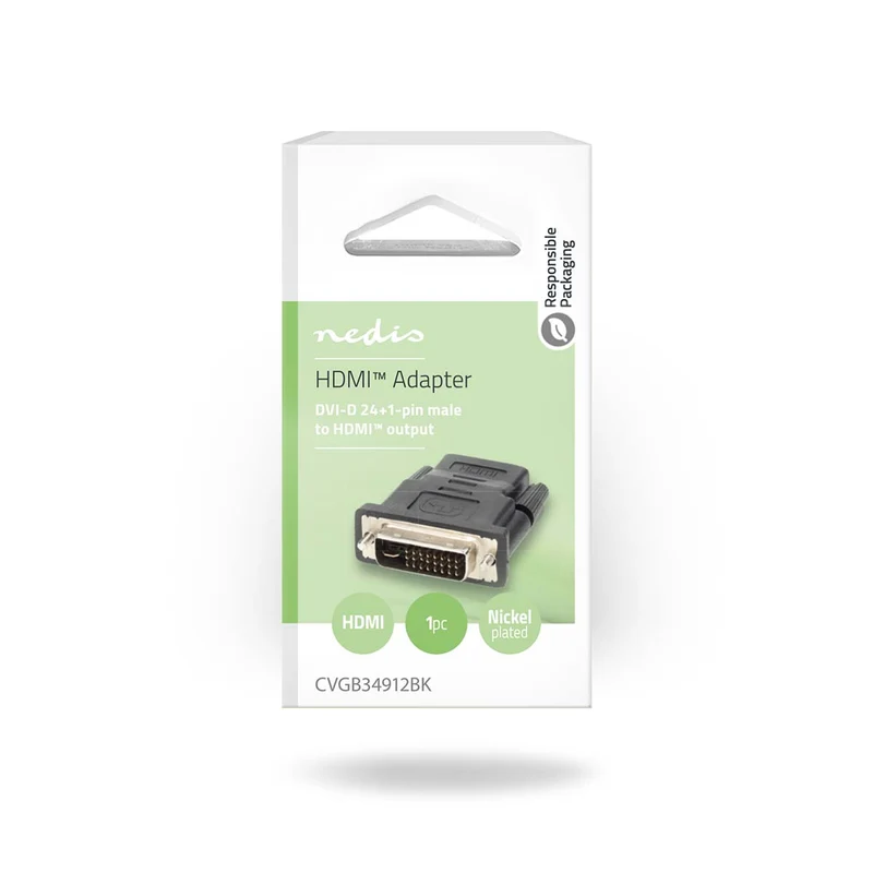 HDMI™-Adapter DVI-D 24+1-Pins Male - HDMI™ Output - Vernikkeld