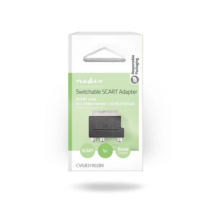 SCART-Adapter SCART Male - S-Video Female / 3x RCA Female - Vernikkeld