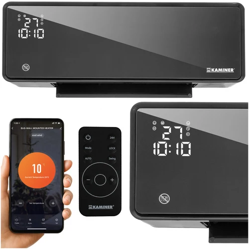 2de kansje Kaminer Zelvion Elektrische Wandverwarming met LED-display & WiFi – Slimme Luchtgordijnverwarming 2000W met App & Afstandsbediening – Energiezuinig & Stil