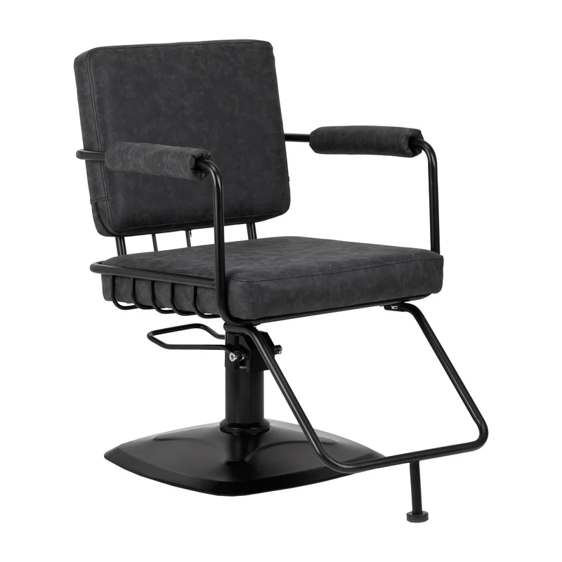 Gabbiano Katania Loft Kappersstoel Zwart – Industrieel Design – Eco Leder – Hydraulisch – 360° – Professionele Salonstoel